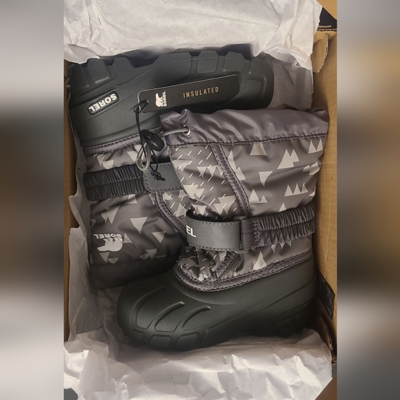 🦋NWT🌻 Grey Sorel Children's Flurry™ Print Snow Boots Size 9US/EUR26 Boy/Girl🧸 - Picture 6 of 6
